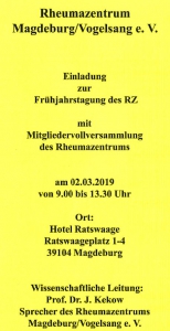 Rheumazentrum Magdeburg_Vogelsang Frühjahrstagung cover